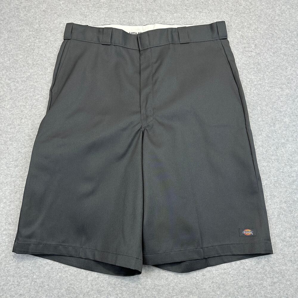 Dickies Twill Work Shorts Mens 40 Charcoal Loose Fit Wrinkle Resistant Easy Care